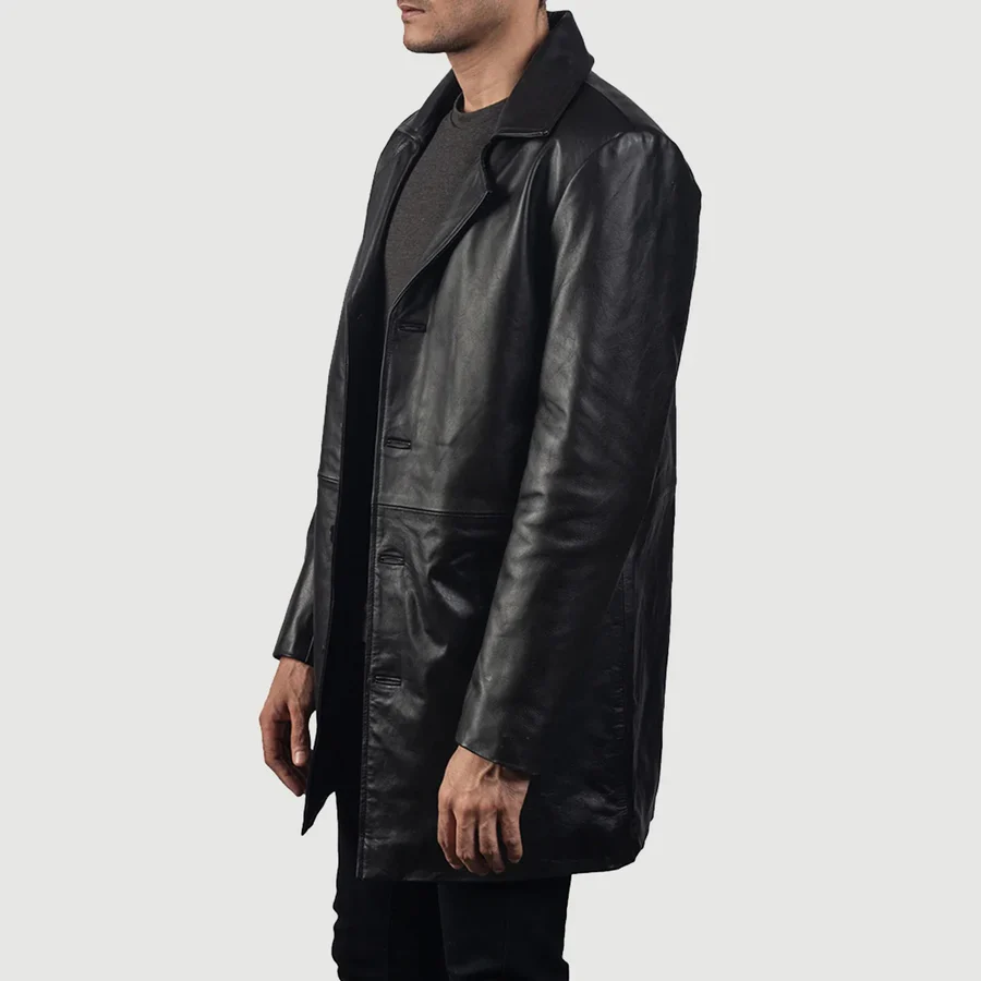 Classmith Black Leather Coat - Image 2